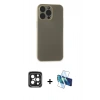 MARSİLYAN™- iPhone 15 Pro Max Kılıf Atlas Minimal Prime - Siyah 3D Antistatik Seramik Nano Ekran Koruyucu + PVD Metal Kamera Lens - SH