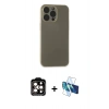 MARSİLYAN™- iPhone 15 Pro Max Kılıf Atlas Minimal Prime - Siyah 3D Antistatik Seramik Nano Ekran Koruyucu + PVD Metal Kamera Lens - TU