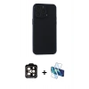 MARSİLYAN™- iPhone 15 Pro Max Kılıf Atlas Minimal Prime - Siyah 3D Antistatik Seramik Nano Ekran Koruyucu + PVD Metal Kamera Lens - TU