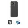 MARSİLYAN™- iPhone 15 Pro Max Kılıf Atlas Minimal Prime - Siyah 3D Antistatik Seramik Nano Ekran Koruyucu + PVD Metal Kamera Lens - GI