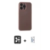 MARSİLYAN™- iPhone 15 Pro Max Kılıf Atlas Minimal Prime - Siyah Bilvis 0.18mm Plus Cam Ekran Koruyucu + PVD Metal Kamera Lens - SH