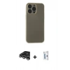 MARSİLYAN™- iPhone 15 Pro Max Kılıf Atlas Minimal Prime - Siyah Bilvis 0.18mm Plus Cam Ekran Koruyucu + Raze Metal Kamera Lens - GS
