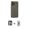 MARSİLYAN™- iPhone 15 Pro Max Kılıf Atlas Minimal Prime - Siyah Bilvis 3D Cam Ekran Koruyucu + PVD Metal Kamera Lens - LT