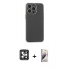 MARSİLYAN™- iPhone 15 Pro Max Kılıf Atlas Minimal Prime - Siyah Bilvis 3D Mat Cam Ekran Koruyucu + PVD Metal Kamera Lens - GI