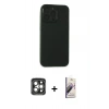 MARSİLYAN™- iPhone 15 Pro Max Kılıf Atlas Minimal Prime - Siyah Bilvis 3D Mat Cam Ekran Koruyucu + PVD Metal Kamera Lens - GI