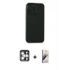 MARSİLYAN™- iPhone 15 Pro Max Kılıf Atlas Minimal Prime - Siyah Bilvis 3D Mat Cam Ekran Koruyucu + PVD Metal Kamera Lens - GS