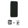 MARSİLYAN™- iPhone 15 Pro Max Kılıf Atlas Minimal Prime - Siyah Bilvis 3D Mat Cam Ekran Koruyucu + PVD Metal Kamera Lens - LT