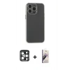 MARSİLYAN™- iPhone 15 Pro Max Kılıf Atlas Minimal Prime - Siyah Bilvis 3D Mat Cam Ekran Koruyucu + PVD Metal Kamera Lens - LT