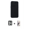 MARSİLYAN™- iPhone 15 Pro Max Kılıf Atlas Minimal Prime - Siyah Bilvis 3D Mat Cam Ekran Koruyucu + PVD Metal Kamera Lens - LT