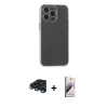 MARSİLYAN™- iPhone 15 Pro Max Kılıf Atlas Minimal Prime - Siyah Bilvis 3D Mat Cam Ekran Koruyucu + Raze Metal Kamera Lens - LT