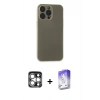 MARSİLYAN™- iPhone 15 Pro Max Kılıf Atlas Minimal Prime - Siyah Bilvis 5in1 3D Magic Cam Ekran Koruyucu + PVD Metal Kamera Lens - GS