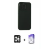 MARSİLYAN™- iPhone 15 Pro Max Kılıf Atlas Minimal Prime - Siyah Bilvis 5in1 3D Magic Cam Ekran Koruyucu + PVD Metal Kamera Lens - GI