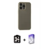 MARSİLYAN™- iPhone 15 Pro Max Kılıf Atlas Minimal Prime - Siyah Bilvis 5in1 3D Magic Cam Ekran Koruyucu + PVD Metal Kamera Lens - TU