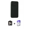 MARSİLYAN™- iPhone 15 Pro Max Kılıf Atlas Minimal Prime - Siyah Bilvis 5in1 3D Magic Cam Ekran Koruyucu + PVD Metal Kamera Lens - TU