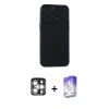 MARSİLYAN™- iPhone 15 Pro Max Kılıf Atlas Minimal Prime - Siyah Bilvis 5in1 3D Magic Cam Ekran Koruyucu + PVD Metal Kamera Lens - GS
