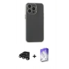 MARSİLYAN™- iPhone 15 Pro Max Kılıf Atlas Minimal Prime - Siyah Bilvis 5in1 3D Magic Cam Ekran Koruyucu + Raze Metal Kamera Lens - TMGI