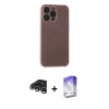MARSİLYAN™- iPhone 15 Pro Max Kılıf Atlas Minimal Prime - Siyah Bilvis 5in1 3D Magic Cam Ekran Koruyucu + Raze Metal Kamera Lens - GS