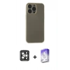 MARSİLYAN™- iPhone 15 Pro Max Kılıf Atlas Minimal Prime - Siyah Bilvis 5in1 3D Magic Cam Ekran Koruyucu + PVD Metal Kamera Lens - GI