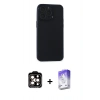 MARSİLYAN™- iPhone 15 Pro Max Kılıf Atlas Minimal Prime - Siyah Bilvis 5in1 3D Magic Cam Ekran Koruyucu + PVD Metal Kamera Lens - TU
