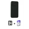 MARSİLYAN™- iPhone 15 Pro Max Kılıf Atlas Minimal Prime - Siyah Bilvis 5in1 3D Magic Cam Ekran Koruyucu + PVD Metal Kamera Lens - GS