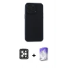 MARSİLYAN™- iPhone 15 Pro Max Kılıf Atlas Minimal Prime - Siyah Bilvis 5in1 3D Magic Cam Ekran Koruyucu + PVD Metal Kamera Lens - GI