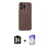 MARSİLYAN™- iPhone 15 Pro Max Kılıf Atlas Minimal Prime - Siyah Bilvis 5in1 3D Magic Cam Ekran Koruyucu + PVD Metal Kamera Lens - TU