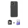 MARSİLYAN™- iPhone 15 Pro Max Kılıf Atlas Minimal Prime - Siyah Bilvis 5in1 5D Magic Hayalet Cam Ekran Koruyucu + PVD Metal Kamera Lens - TU