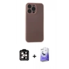 MARSİLYAN™- iPhone 15 Pro Max Kılıf Atlas Minimal Prime - Siyah Bilvis 5in1 5D Magic Hayalet Cam Ekran Koruyucu + PVD Metal Kamera Lens - TU