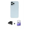 MARSİLYAN™- iPhone 15 Pro Max Kılıf Atlas Minimal Prime - Siyah Bilvis 5in1 5D Magic Hayalet Cam Ekran Koruyucu + Gümüş Raze Metal Kamera Lens