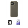 MARSİLYAN™- iPhone 15 Pro Max Kılıf Atlas Minimal Prime - Siyah Bilvis 5in1 5D Magic Hayalet Cam Ekran Koruyucu + PVD Metal Kamera Lens - TU