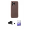 MARSİLYAN™- iPhone 15 Pro Max Kılıf Atlas Minimal Prime - Siyah Bilvis 5in1 5D Magic Hayalet Cam Ekran Koruyucu + Gümüş Raze Metal Kamera Lens