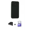 MARSİLYAN™- iPhone 15 Pro Max Kılıf Atlas Minimal Prime - Siyah Bilvis 5in1 5D Magic Hayalet Cam Ekran Koruyucu + Gümüş Raze Metal Kamera Lens