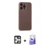 MARSİLYAN™- iPhone 15 Pro Max Kılıf Atlas Minimal Prime - Siyah Bilvis 5in1 5D Magic Hayalet Cam Ekran Koruyucu + PVD Metal Kamera Lens - GS