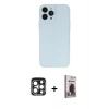 MARSİLYAN™- iPhone 15 Pro Max Kılıf Atlas Minimal Prime - Siyah Bilvis Hayalet Cam Ekran Koruyucu + Lacivert PVD Metal Kamera Lens