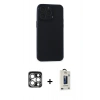 MARSİLYAN™- iPhone 15 Pro Max Kılıf Atlas Minimal Prime - Siyah Bilvis Hayalet Cam Ekran Koruyucu + PVD Metal Kamera Lens - GS