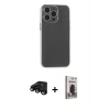 MARSİLYAN™- iPhone 15 Pro Max Kılıf Atlas Minimal Prime - Siyah Bilvis Hayalet Cam Ekran Koruyucu + Raze Metal Kamera Lens - SH