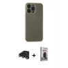 MARSİLYAN™- iPhone 15 Pro Max Kılıf Atlas Minimal Prime - Siyah Bilvis Hayalet Cam Ekran Koruyucu + Raze Metal Kamera Lens - TMGI
