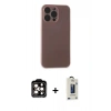 MARSİLYAN™- iPhone 15 Pro Max Kılıf Atlas Minimal Prime - Siyah Bilvis Hayalet Cam Ekran Koruyucu + PVD Metal Kamera Lens - TU