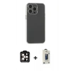 MARSİLYAN™- iPhone 15 Pro Max Kılıf Atlas Minimal Prime - Siyah Bilvis Hayalet Cam Ekran Koruyucu + PVD Metal Kamera Lens - TU