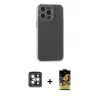 MARSİLYAN™- iPhone 15 Pro Max Kılıf Atlas Minimal Prime - Siyah Buffer Cam Ekran Koruyucu + PVD Metal Kamera Lens - GI