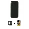 MARSİLYAN™- iPhone 15 Pro Max Kılıf Atlas Minimal Prime - Siyah Buffer Cam Ekran Koruyucu + PVD Metal Kamera Lens - GI