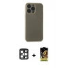 MARSİLYAN™- iPhone 15 Pro Max Kılıf Atlas Minimal Prime - Siyah Buffer Cam Ekran Koruyucu + PVD Metal Kamera Lens - LT