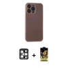 MARSİLYAN™- iPhone 15 Pro Max Kılıf Atlas Minimal Prime - Siyah Buffer Cam Ekran Koruyucu + PVD Metal Kamera Lens - LT