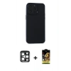 MARSİLYAN™- iPhone 15 Pro Max Kılıf Atlas Minimal Prime - Siyah Buffer Cam Ekran Koruyucu + PVD Metal Kamera Lens - LT