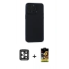 MARSİLYAN™- iPhone 15 Pro Max Kılıf Atlas Minimal Prime - Siyah Buffer Cam Ekran Koruyucu + PVD Metal Kamera Lens - SH