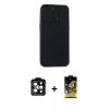 MARSİLYAN™- iPhone 15 Pro Max Kılıf Atlas Minimal Prime - Siyah Buffer Cam Ekran Koruyucu + PVD Metal Kamera Lens - TU
