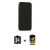 MARSİLYAN™- iPhone 15 Pro Max Kılıf Atlas Minimal Prime - Siyah Buffer Cam Ekran Koruyucu + PVD Metal Kamera Lens - TU