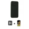 MARSİLYAN™- iPhone 15 Pro Max Kılıf Atlas Minimal Prime - Siyah Buffer Cam Ekran Koruyucu + PVD Metal Kamera Lens - SH