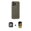 MARSİLYAN™- iPhone 15 Pro Max Kılıf Atlas Minimal Prime - Siyah Buffer Cam Ekran Koruyucu + PVD Metal Kamera Lens - TU