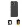 MARSİLYAN™- iPhone 15 Pro Max Kılıf Atlas Minimal Prime - Siyah Buffer Cam Ekran Koruyucu + PVD Metal Kamera Lens - TU